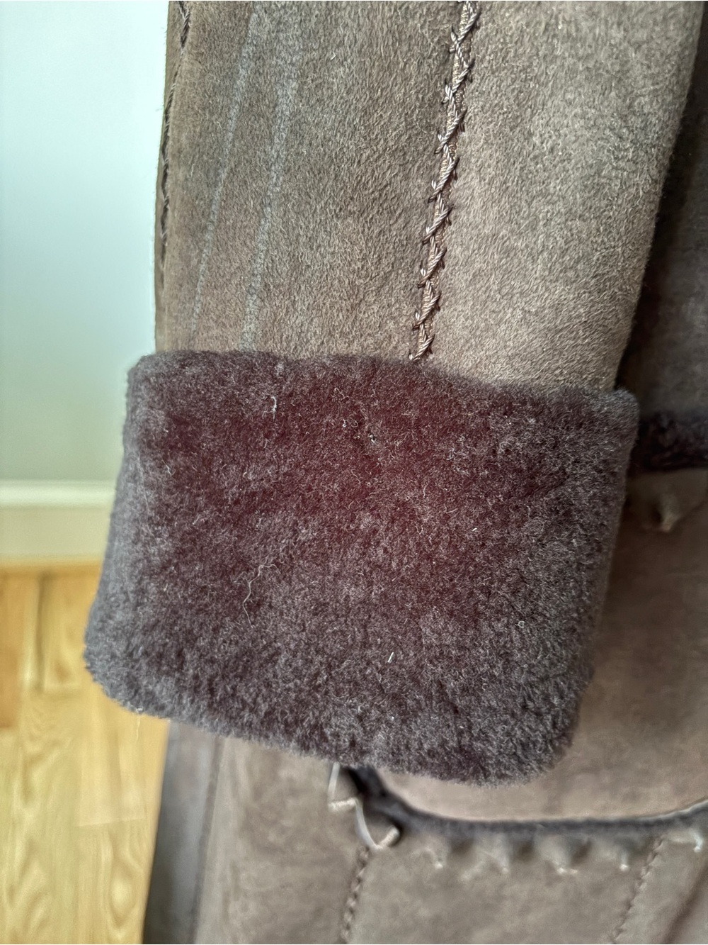Vintage Dennis Basso Brown Shearling Long Coat - Picture 7 of 10